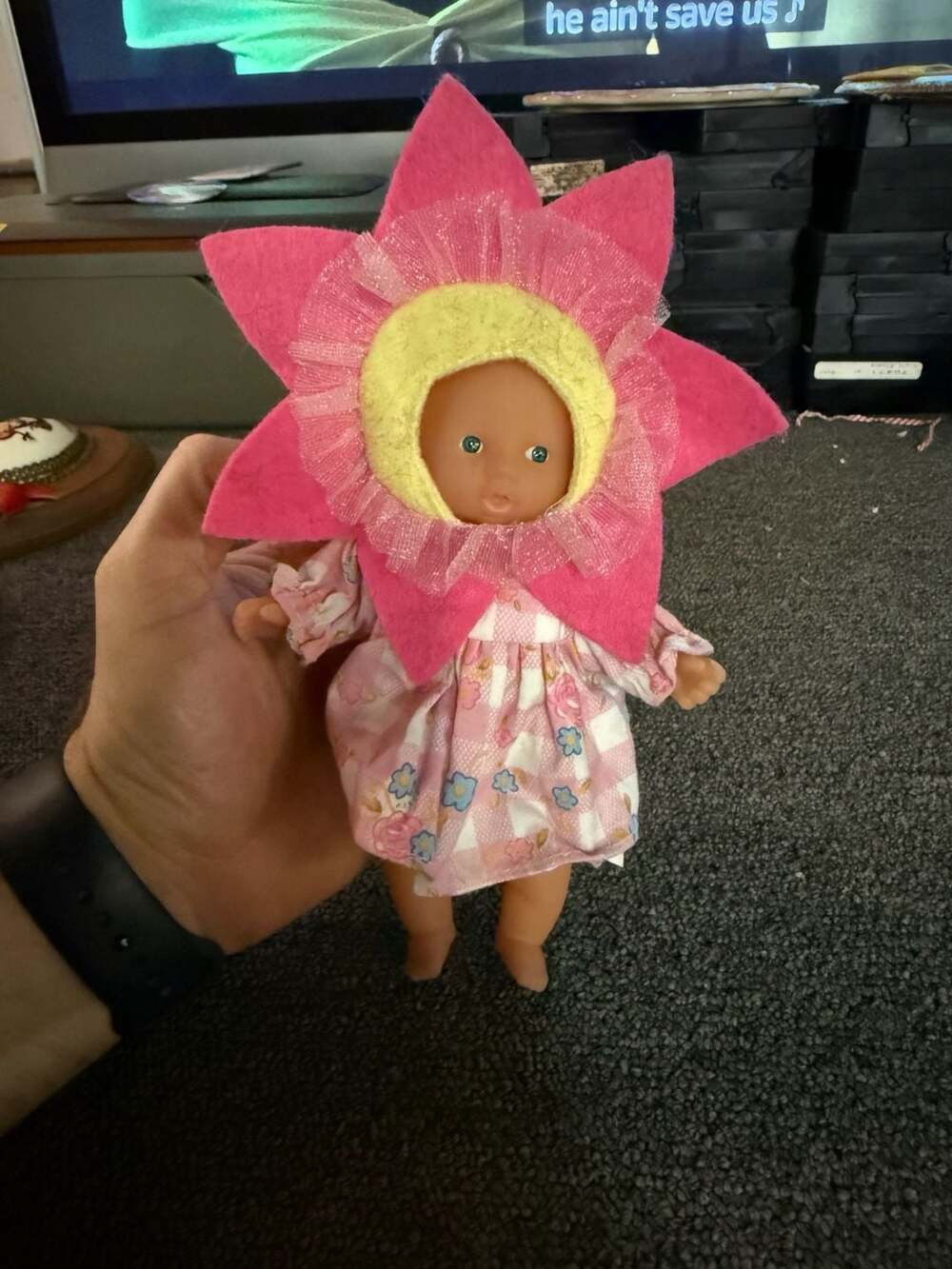 Vintage Simba Toys Baby Doll in Flower Costume Outfit